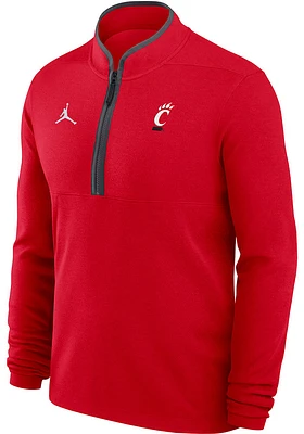 Nike Cincinnati Bearcats Mens Red Jordan Victory Primary Logo Long Sleeve Qtr Zip Pullover