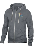 Alternative Apparel Kansas Jayhawks Mens Grey Rocky Hoodie Long Sleeve Zip Fashion
