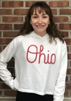 Alternative Apparel Ohio State Buckeyes Womens White Burnout Cropped Hooded Sweatshirt