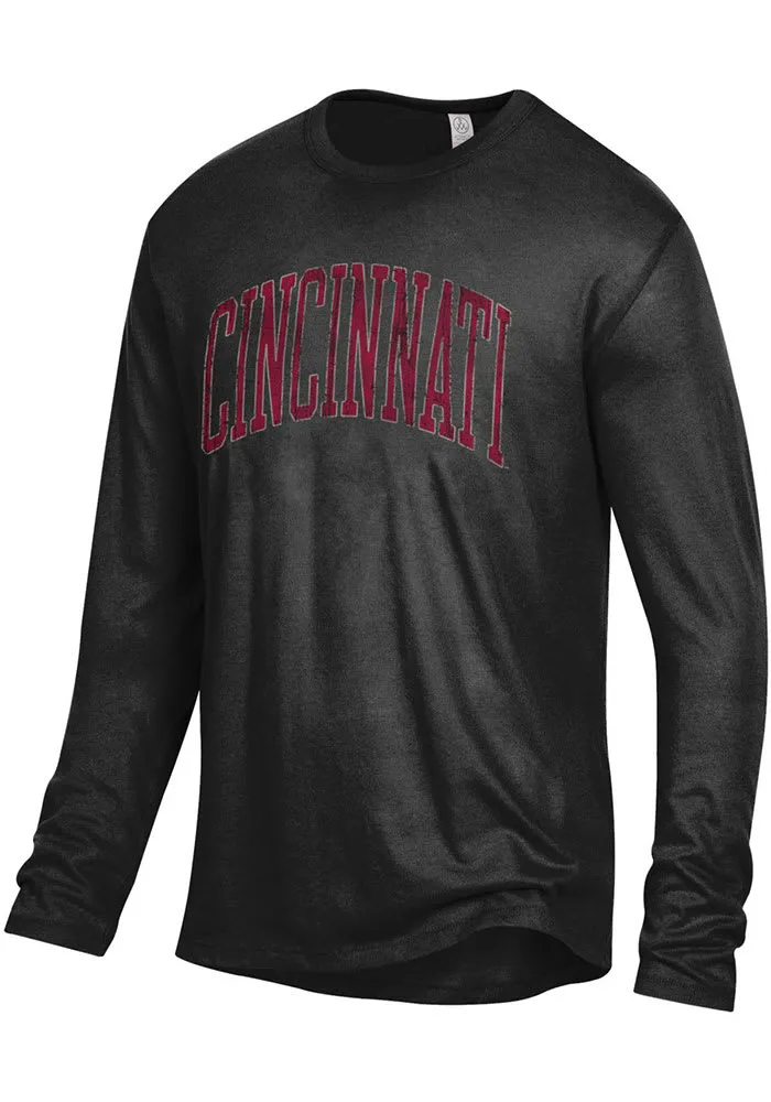 Alternative Apparel Cincinnati Bearcats Black Keeper Distressed Long Sleeve Fashion T Shirt