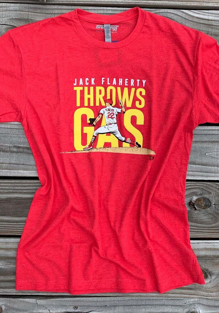 Jack Flaherty St Louis Red Throws Gas Short Sleeve Fashion Player T Shirt