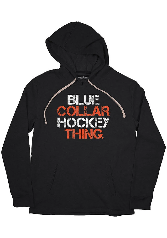 BreakingT Philadelphia Flyers Mens Black Blue Collar Hockey Fashion Hood