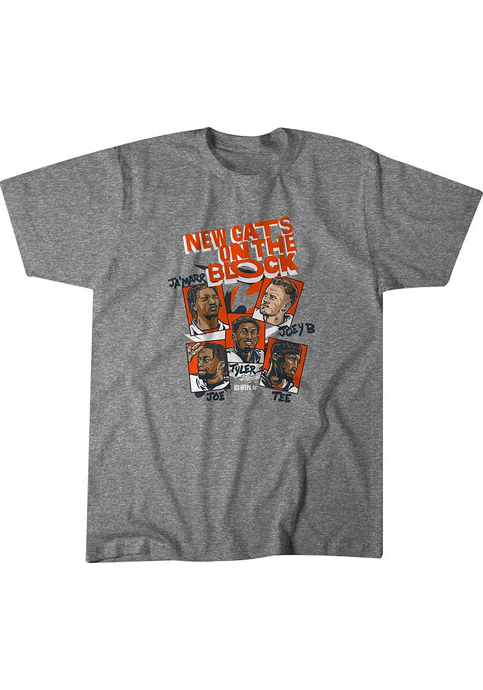 Joe Burrow Cincinnati Bengals Grey New Cats on The Block Short Sleeve Fashion Player T Shirt