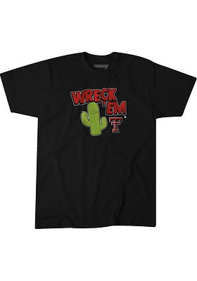 BreakingT Texas Tech Red Raiders Black Wreck Em Cactus Short Sleeve Fashion T Shirt