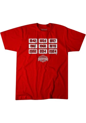 BreakingT Ohio State Buckeyes Red 2024 Football National Champions Glory Years Short Sleeve T Shir..