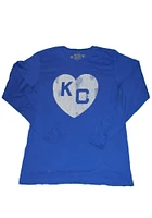 Original Retro Brand Kansas City Monarchs Blue KC Heart Long Sleeve Fashion T Shirt