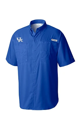 Columbia Kentucky Wildcats Mens Blue Tamiami Design Short Sleeve Dress Shirt