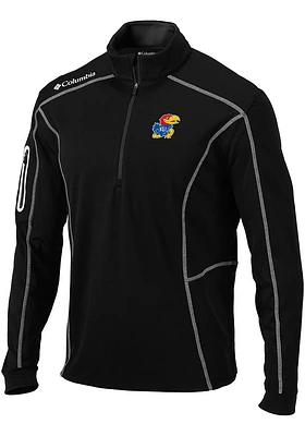 Columbia Kansas Jayhawks Mens Shotgun Long Sleeve Qtr Zip Pullover