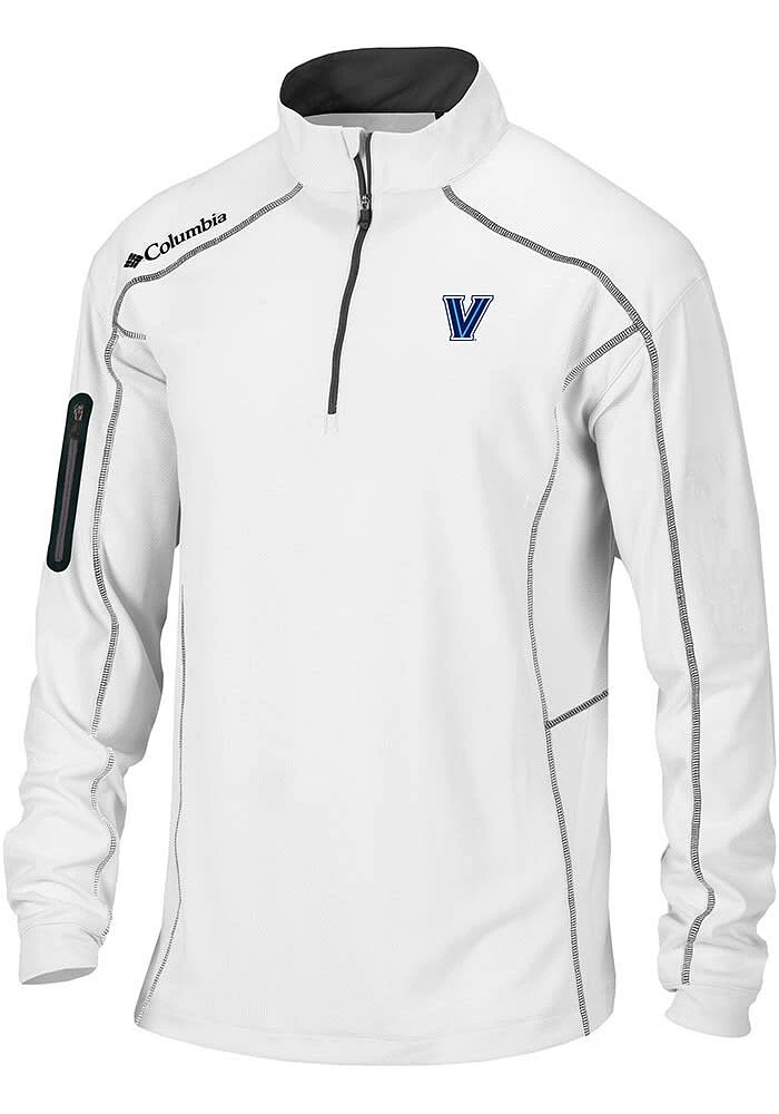 Columbia Villanova Wildcats Mens White Shotgun Long Sleeve Qtr Zip Pullover