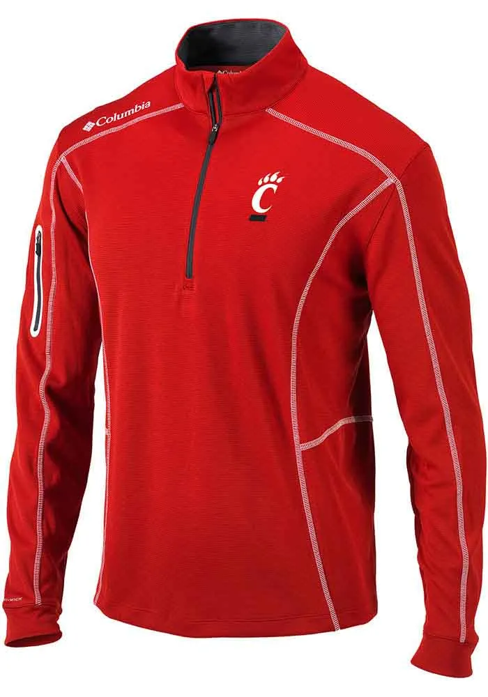 Columbia Cincinnati Bearcats Mens Shotgun Long Sleeve Qtr Zip Pullover