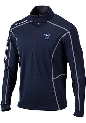 Columbia Villanova Wildcats Mens Navy Blue Shotgun Long Sleeve Qtr Zip Pullover