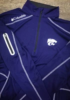 Columbia K-State Wildcats Mens Purple Shotgun Long Sleeve Qtr Zip Pullover