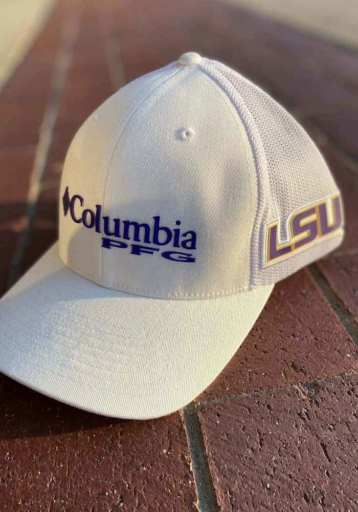 Columbia LSU Tigers CLG PFG Mesh Adjustable Hat - White