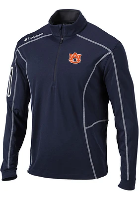 Columbia Auburn Tigers Mens Navy Blue Shotgun Long Sleeve Qtr Zip Pullover