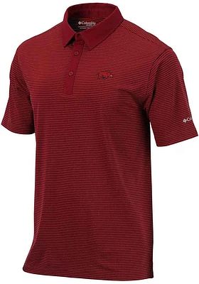 Columbia Arkansas Razorbacks Mens Red Sunday Short Sleeve Polo