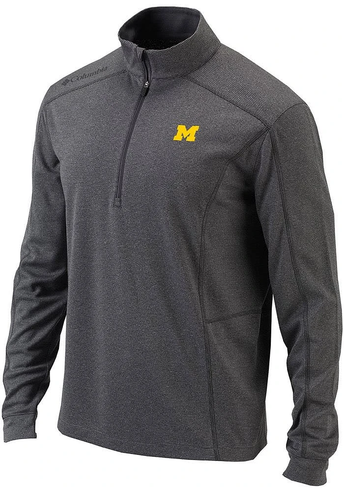 Columbia Michigan Wolverines Mens Grey Shotgun Long Sleeve Qtr Zip Pullover