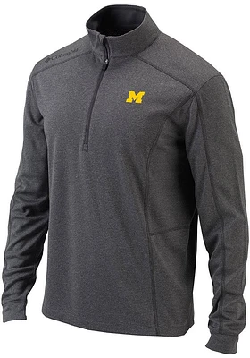 Columbia Michigan Wolverines Mens Grey Shotgun Long Sleeve Qtr Zip Pullover