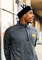 Columbia Michigan Wolverines Mens Grey Shotgun Long Sleeve Qtr Zip Pullover
