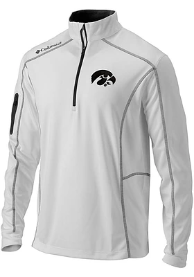 Columbia Iowa Hawkeyes Mens White Shotgun Long Sleeve Qtr Zip Pullover