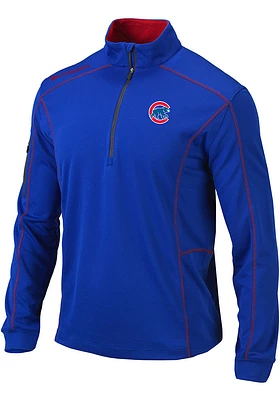 Columbia Chicago Cubs Mens Blue Shotgun Series Long Sleeve Qtr Zip Pullover