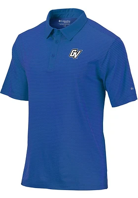 Columbia Grand Valley State Lakers Mens Blue Sunday Short Sleeve Polo