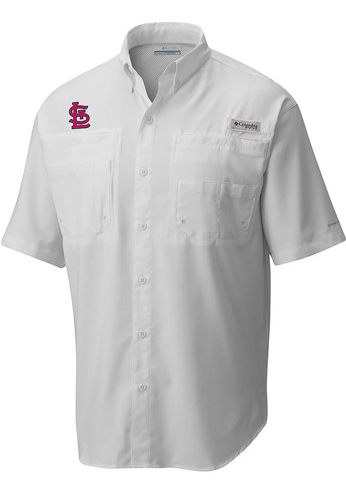 Columbia St Louis Cardinals Mens TAMIAMI Short Sleeve Dress Shirt
