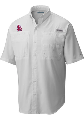 Columbia St Louis Cardinals Mens TAMIAMI Short Sleeve Dress Shirt