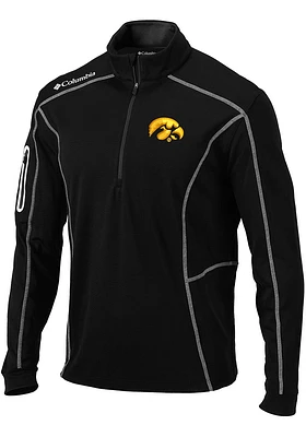 Columbia Iowa Hawkeyes Mens Black Shotgun Long Sleeve Qtr Zip Pullover