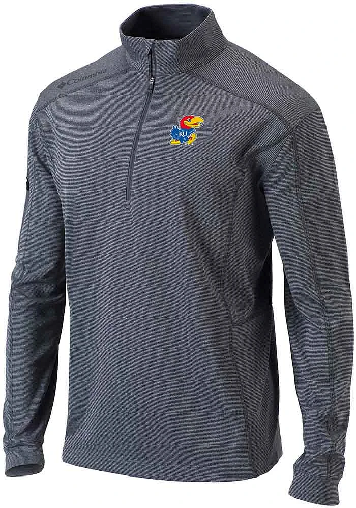 Columbia Kansas Jayhawks Mens Grey Shotgun Long Sleeve Qtr Zip Pullover