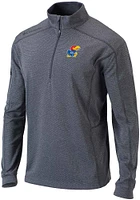 Columbia Kansas Jayhawks Mens Grey Shotgun Long Sleeve Qtr Zip Pullover
