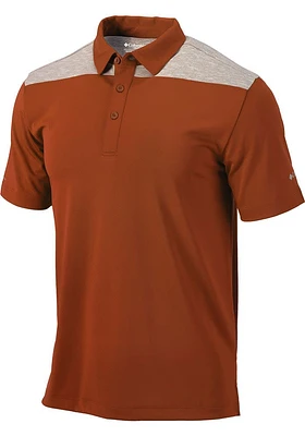 Columbia Texas Longhorns Mens Burnt Orange Utility Short Sleeve Polo