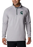 Columbia Michigan State Spartans Mens Grey Terminal Tackle Fleece Long Sleeve Qtr Zip Pullover