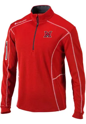 Columbia Miami RedHawks Mens Red Shotgun Long Sleeve 1/4 Zip Pullover