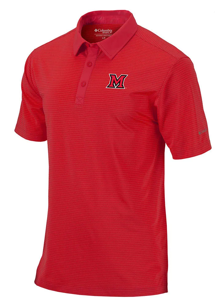 Columbia Miami RedHawks Mens Red Sunday Short Sleeve Polo