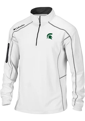 Columbia Michigan State Spartans Mens White Shotgun Long Sleeve Qtr Zip Pullover