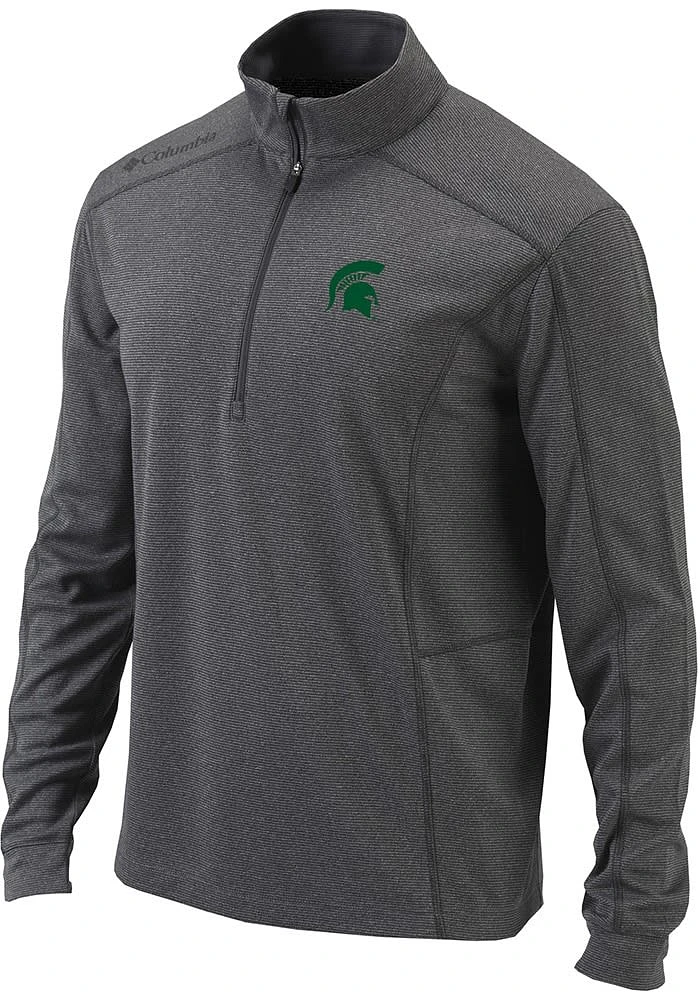 Columbia Michigan State Spartans Mens Charcoal Shotgun Long Sleeve Qtr Zip Pullover