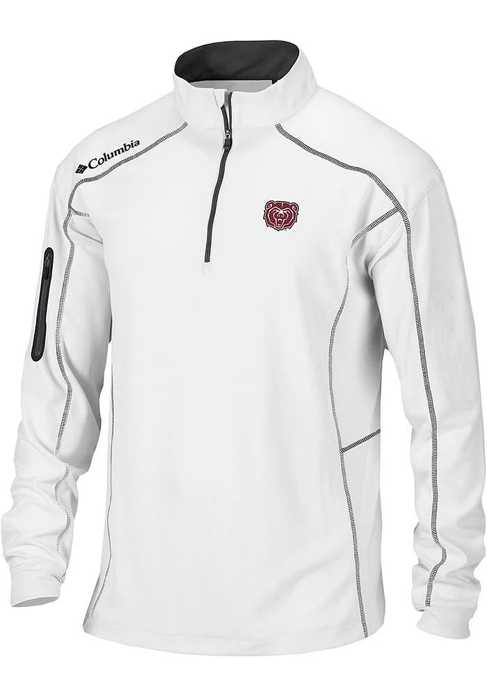 Columbia Missouri State Bears Mens White Shotgun Long Sleeve Qtr Zip Pullover