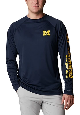 Columbia Michigan Wolverines Blue Terminal Tackle Long Sleeve T-Shirt