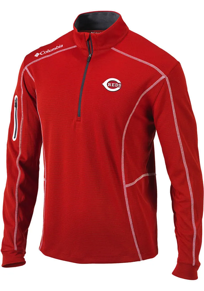 Columbia Cincinnati Reds Mens Red Heat Seal Omni-Wick Shotgun Long Sleeve Qtr Zip Pullover