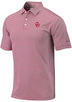 Columbia Oklahoma Sooners Mens Crimson Club Invite Stripe Short Sleeve Polo