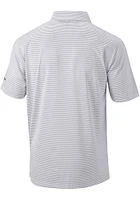 Columbia Oklahoma Sooners Mens Grey Club Invite Stripe Short Sleeve Polo