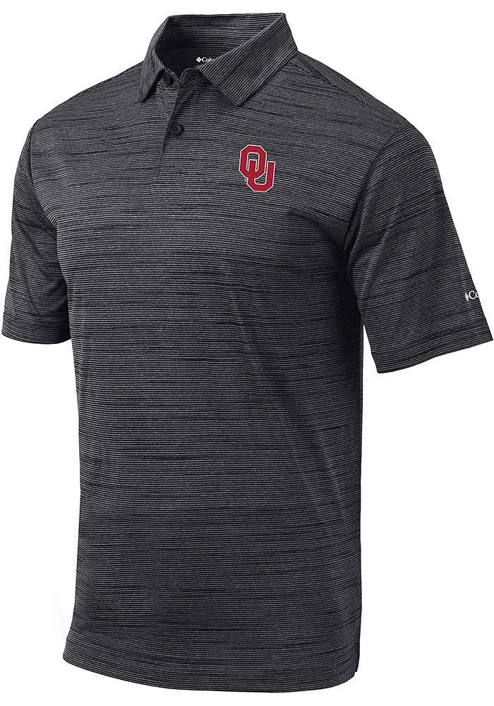Columbia Oklahoma Sooners Mens Black Set Short Sleeve Polo