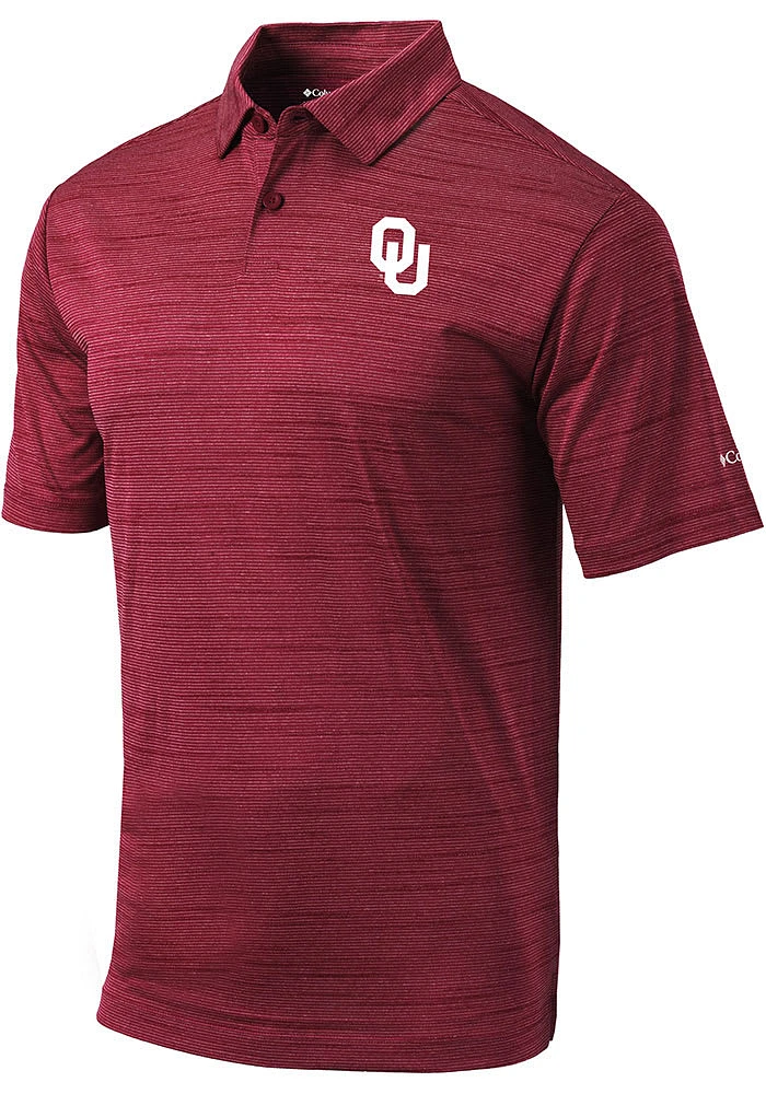 Columbia Oklahoma Sooners Mens Crimson Set Short Sleeve Polo