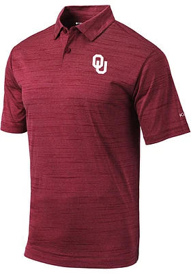 Columbia Oklahoma Sooners Mens Crimson Set Short Sleeve Polo