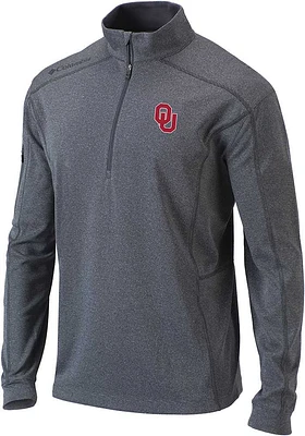 Columbia Oklahoma Sooners Mens Charcoal Shotgun Long Sleeve Qtr Zip Pullover