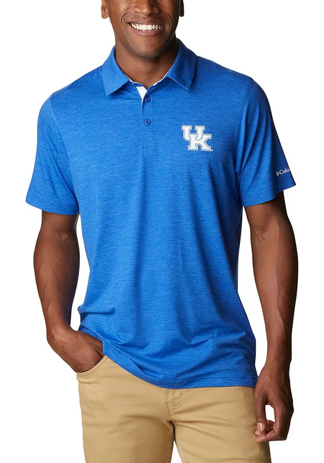 Columbia Kentucky Wildcats Mens Blue Tech Trail Short Sleeve Polo