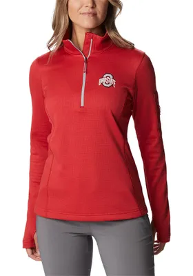 Columbia Ohio State Buckeyes Womens Red Park View Fleece Qtr Zip