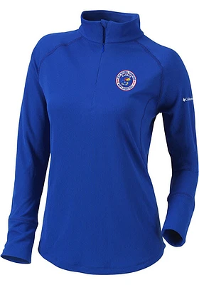 Columbia Kansas Jayhawks Womens Blue 2022 National Champions Flop Shot Qtr Zip