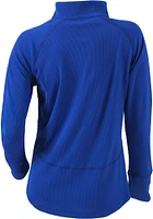 Columbia Kansas Jayhawks Womens Blue 2022 National Champions Flop Shot Qtr Zip