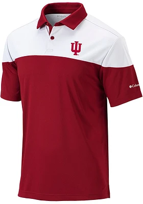 Columbia Indiana Hoosiers Mens Crimson Best Ball Omni Wick Short Sleeve Polo